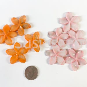 Carved Flower MOP Pendant Beads. 40mm Mother of Pearl Flower Beads. Center beads. ONE piece.