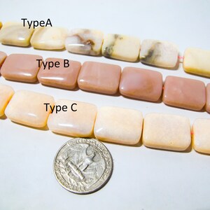 Peruvian Opal beads 15x20mm. Natural Pink Opal Rectangle beads. SIX pieces