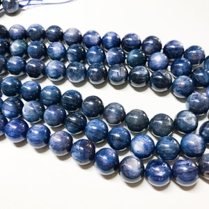 Cuentas redondas de Cianita azul plata de 10mm. Cuentas de piedras preciosas de primera calidad. Cuentas sueltas DIY 15,5&#39;&#39;
