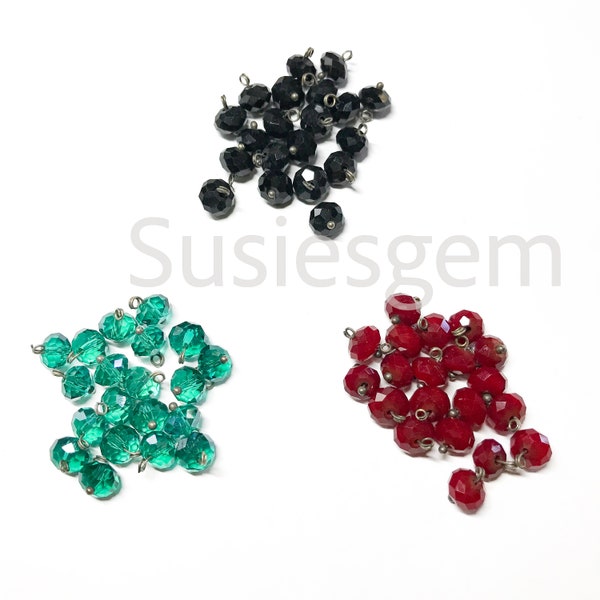 Perles pendantes à facettes en cristal de couleur 5x8mm. Perles de charme pendantes préfabriquées. 10 morceaux