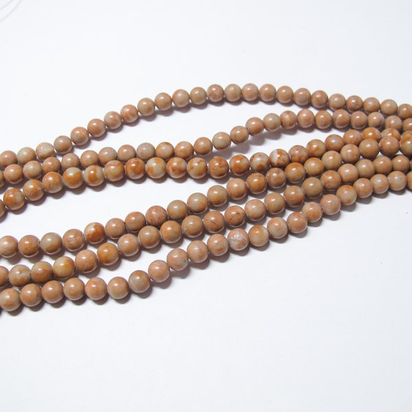 Red vein jasper beads. Natural orange round gemstone beads 6mm. 15.75''