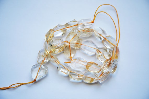 Faceted Citrine Nugget Beads: Natural Golden Gemstone 12x14mm-13x18mm