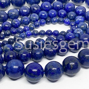 Blue lapis lazuli round 4mm/6mm/8mm/10mmbeads. Natural gemstone beads. Full strand. 15.5&#39;&#39;