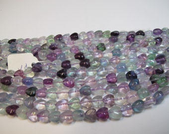 Natural fluorite heart beads 8mm/10mm. Multicolor fluorite beads. High quality DIY beads