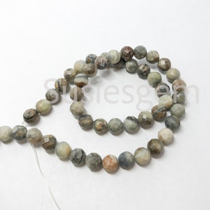 Picture jasper faceted beads. 8mm Picasso jasper round beads. Multicolor gemstone beads