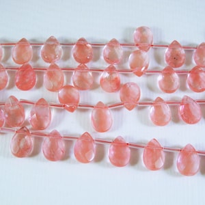 Cherry quartz faceted teardrop beads. Ten pieces of cherry quartz beads 8x12mm-9x12mm. DIY loose beads.