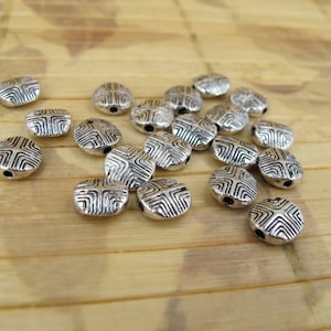 Antique silver metal beads, Silver metal coin Beads, Spacer, 8mm, 20 pieces