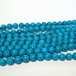 Blue turquoise round beads 10mm. Jewelry making. Full strand 15.5&#39;&#39;. ON SALE