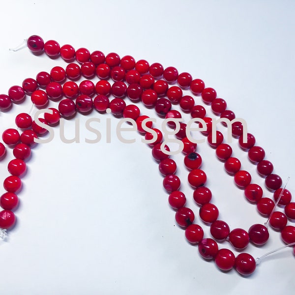 Sale!!! Red natural coral round beads. Red gemstone beads 8mm. Coral  beads. 8''