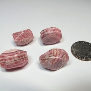 Rhodochrosit - Nuggets facettiert. Designerstein. Fokusstein. Drahtwicklung.Seitlich gebohrter Vintage Lagerbestand