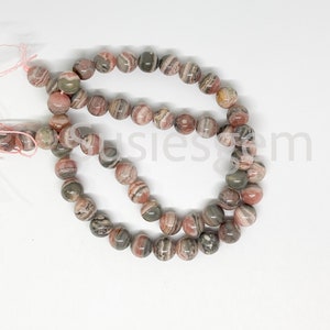 Rhodochrosite round beads, Genuine Argentina Rhodochrosite, Natural Rhodochrosite 7.5mm