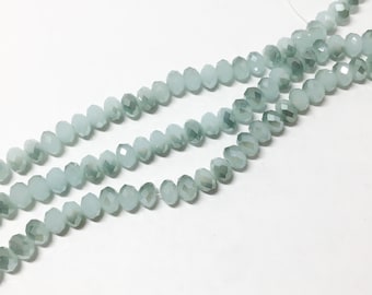 Iridescent green /blue quartz faceted rondelle beads 5x8mm.  Faceted crystal. DIY loose beads 11&#39;&#39;