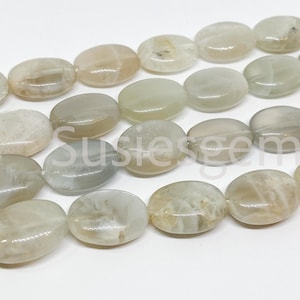 Contas de pedra da lua, contas ovais de pedra da lua brilhantes 12 x 16 mm, contas soltas DIY de arco-íris, contas de pedras preciosas de alta qualidade