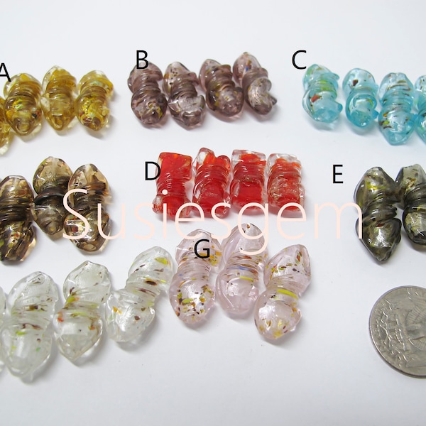 Murano glass knotted beads. Colorful glass beads 12x25mm. Center pieces