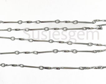 Silver Stainless Steel Unisex Chain 17''.  Silver twisted necklace chain. Jewelry making