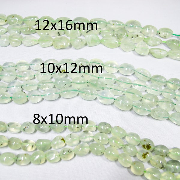 Natural prehnite nugget beads. Light green gemstone beads 10-16mm. Healing stone beads