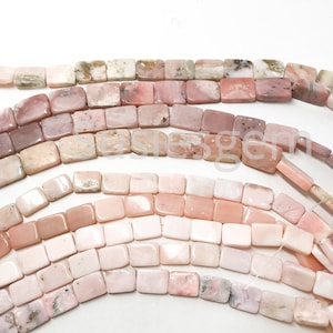 Peruvian opal rectangle beads. Natural Pink Opal beads. Pink Smooth rectangle beads 11x15mm/15x20mm 15&#39;&#39;