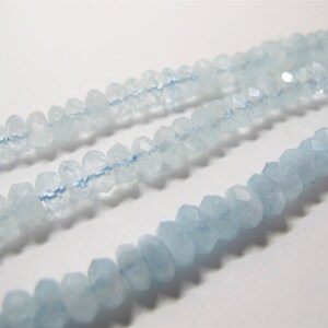Natural Aquamarine faceted rondelle Beads. Faceted spacer beads 5x8mm. Light blue gemstone beads 7.75&#39;&#39;