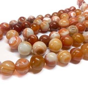 Natural orange banded agate beads.  Irregular round beads 16-18mm. Natural striped gemstone beads. 16&#39;&#39;