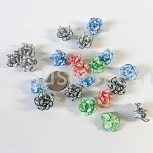 Polymer Clay Rose Flower beads. Handmade Colorful Flower Pendant 20mm. Two beads/set