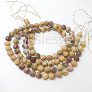 Crazy lace agate faceted round beads 8mm, Mexican Crazy lace agate, Full strand 16'' image 1