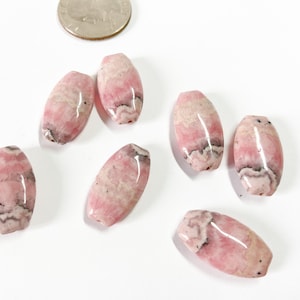 Pink Rhodochrosite oval beads 13x22mm. Genuine gemstone beads. One bead