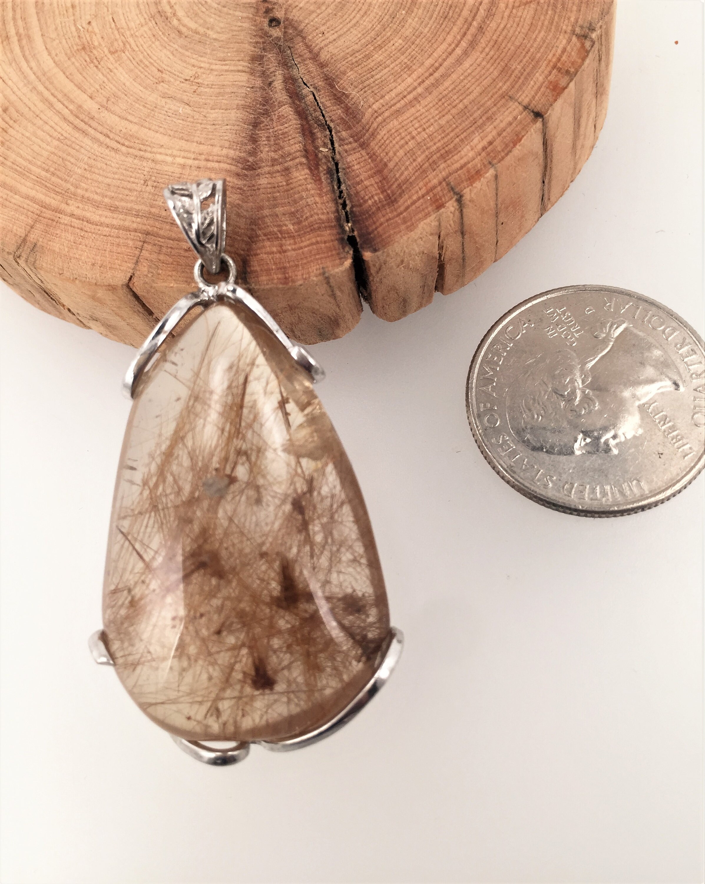 Genuine rutilated quartz pendant Gemstone pendant Jewelry Etsy