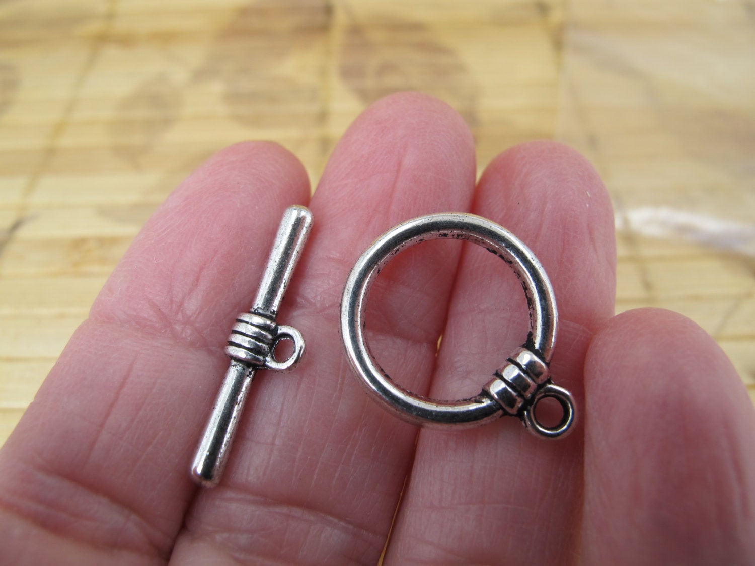 F1653 Beads4crafts Antique Silver Plated Toggle Clasps 15mm Pack of 3 