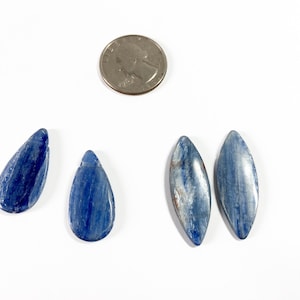 Genuine Blue Kyanite Long Drop Beads. High-quality Silver Blue Jewelry Beads. Natural Gemstone Beads
