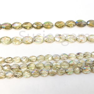 Regenbogen Kristall facettierte ovale Perlen 8x10mm/10x14mm. Champagner schillernde Kristallperlen 15,75&#39;&#39;