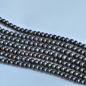 Freshwater pearl iridescent blue rondelle beads 4x6mm, High luster pearl beads. jewelry making