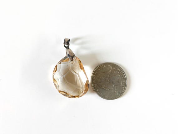Golden Faceted Crystal Pendant.  18 Karat Gold Plated Swarovski Crystal Drop Pendant 20x30mm. Jewelry Making Supply