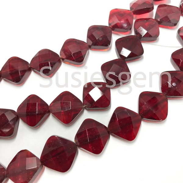 Red quartz faceted kites. Ruby Red diamond beads 14mm. DIY loose beads. Eight beads