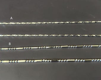 Silverfärgat pärlhalsband med stavkedja/Silverfärgat tvinnat fasetterat ormhalsband. Smyckestillverkning