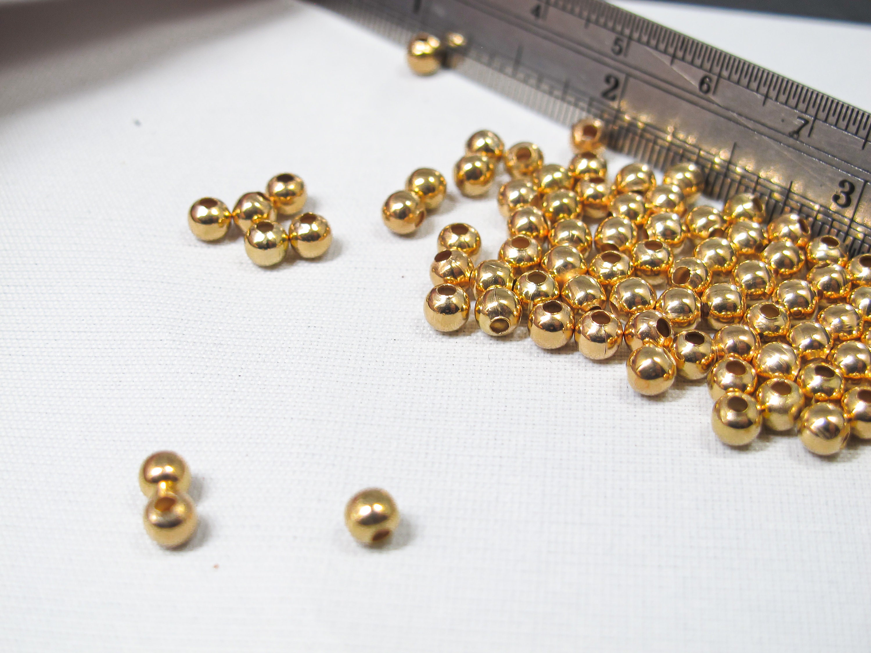 Gold Plated Round Spacer Nebulizer Beads 3mm Ideal For DIY Jewelry