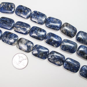 Natural Blue Sodalite Rectangle beads 18x25mm. Genuine Gemstone beads. One piece/Four pieces