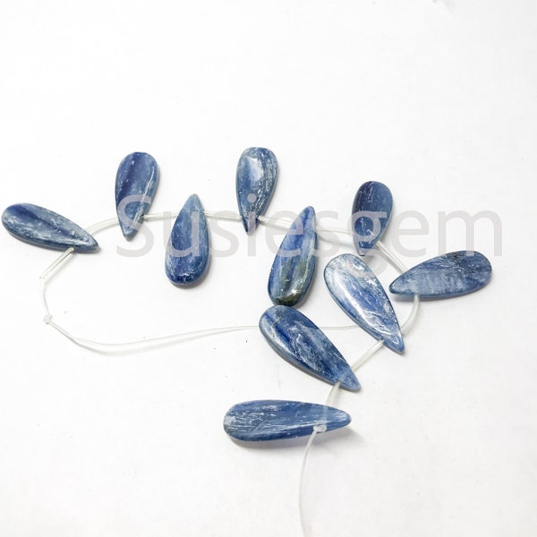 Blue Kyanite teardrop beads12x30mm, High quality long drop blue jewelry beads. Two  beads