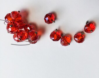 Red quartz Faceted dangle beads 7x10mm. Red Pre-made dangle charm beads, 10 pieces