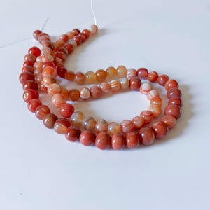 Natural banded carnelian Irregular graduated round beads 10mm. Natural striped gemstone beads. Jewelry making. On Sale!!!