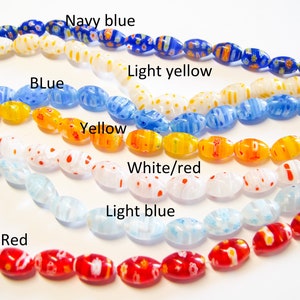 Millifiori glass rice beads 8x12mm. Multi color Millifiori beads. 15.5&#39;&#39;