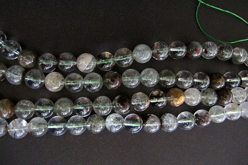 Green Garden quartz loose beads. 10mm Genuine Lodolite quartz Etsy