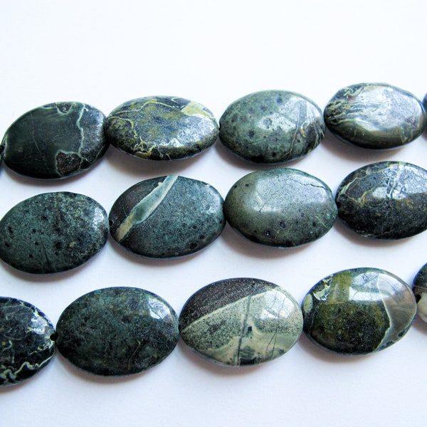 Natural kambaba jasper oval beads 18x25mm. Uniqle natural gemstone beads.  healing stone beads. Four pieces