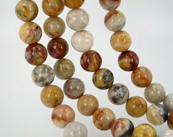 Laguna lace agate round beads. Crazy lace agate. 10mm/12mm Full strand gemstone beads 15.5''