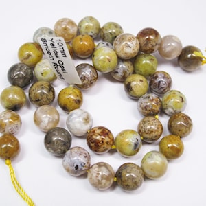 Natural Yellow opal smooth round beads 10mm. Unique African Yellow opal stones. DIY loose beads