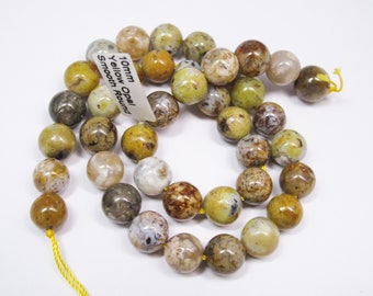 Natural Yellow opal smooth round beads 10mm. Unique African Yellow opal stones. DIY loose beads