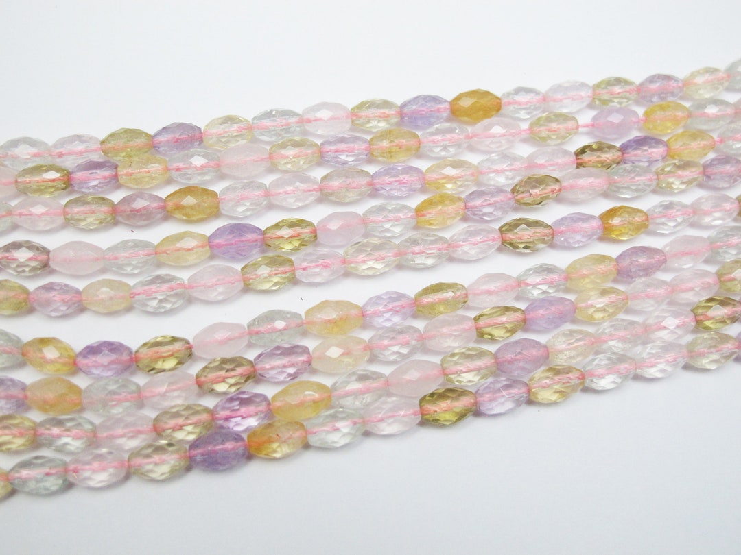 Multi-gemstone Faceted Rice Beads 6x8mm.colorful Natural Gemstone Beads ...