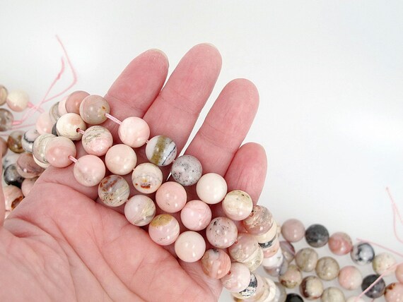Smooth oval beads Natural Pink Opal Pink Peruvian Opal beads