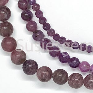 Genuine Lepidolite round beads 4mm/6mm/8mm. Purple Lepidolite beads. DIY loose beads