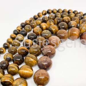 Natural Yellow tiger eye beads 8mm/10mm/12mm/14mm/16mm round gemstone beads from vintage stock