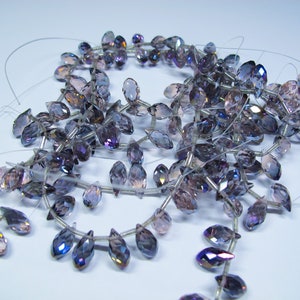 Rainbow Iridescent Crystal AB Briolette Beads 6x12mm. Glittering Faceted teardrop.  One strand 20 beads